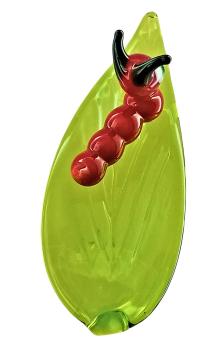 Orchideenstab, Blatt mit Raupe - rot- (normale Ausf.)